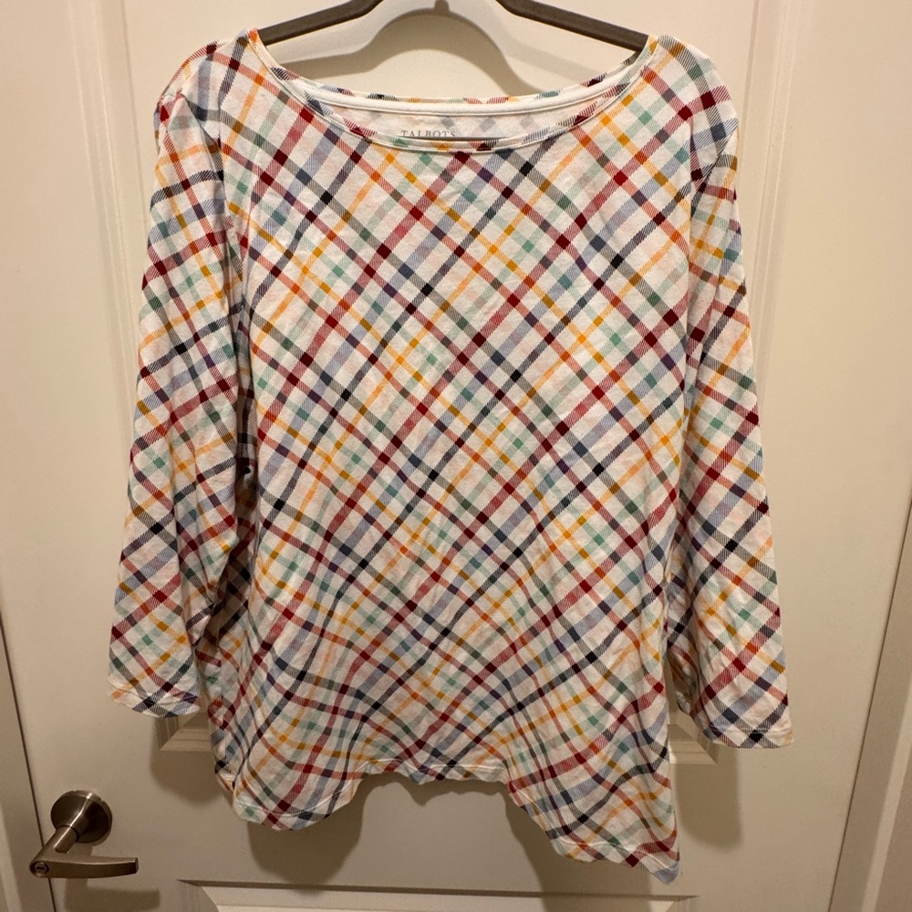 Talbots Multicolor Plaid Long Sleeve Top
